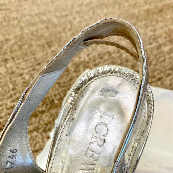 J. Crew RARE Colette Mirror Platform Metallic Silver Slingback Pumps - Picture 10 of 16